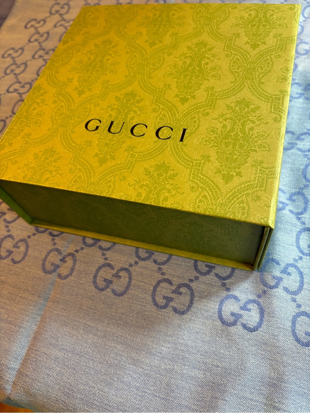 Gucci Light and Deep Blue GG Monogram Silk-Blend Shawl - Picture 6 of 6